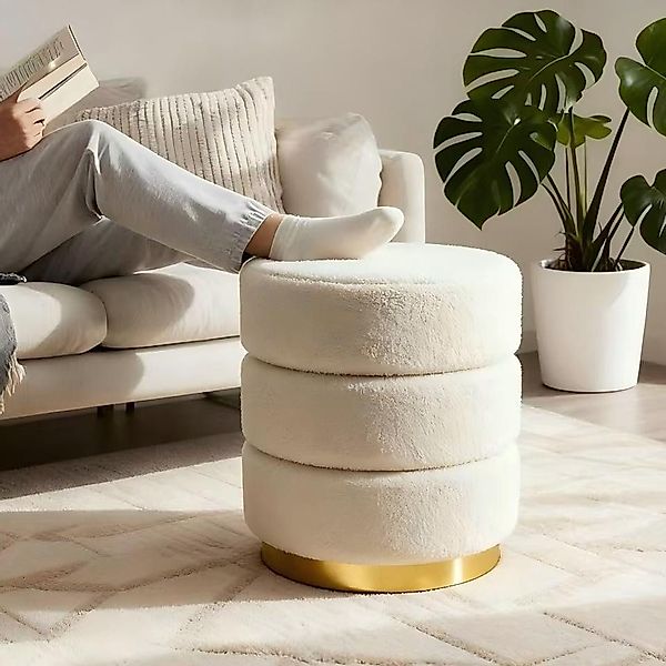 Zedelmaier Sitzhocker rund Hocker Zylindrischer Samthocker Fußbank, Fußbank günstig online kaufen