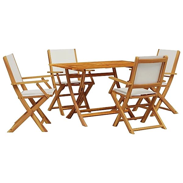 vidaXL 5-Tlg Garten-Essgruppe Stoff und Massivholz Cremeweiß 3281700 günstig online kaufen
