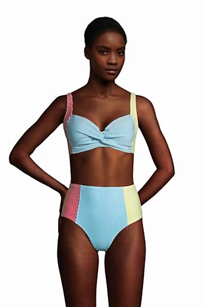 Seersucker-Bikinitop CHLORRESISTENT Colorblock Gemustert in D-Cup, Damen, G günstig online kaufen