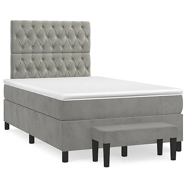 vidaXL Boxspringbett mit Matratze Hellgrau 120x200 cm Samt1356518 günstig online kaufen