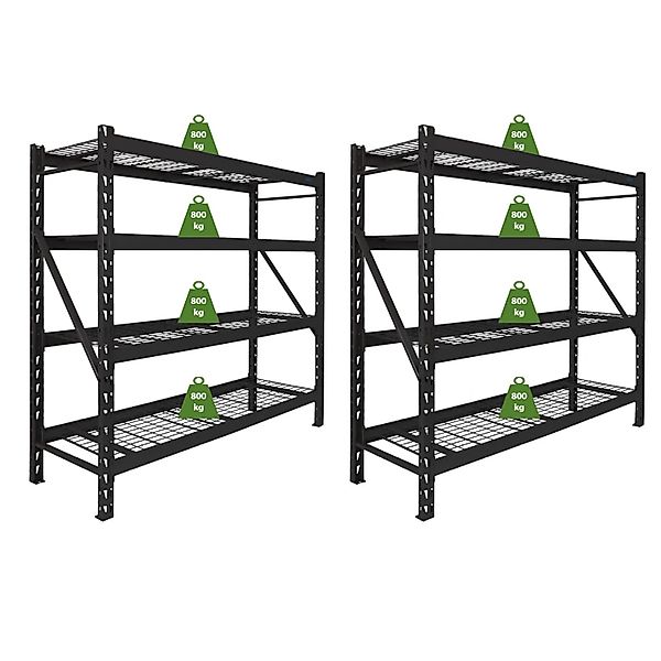 TRUTZHOLM 2x Schwerlastregal Enno 180x190x60 cm 3200 kg Stahl Stecksystem 4 günstig online kaufen
