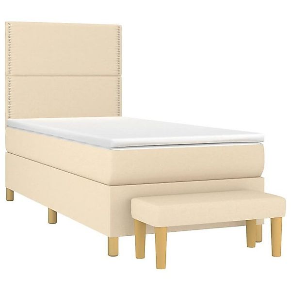 vidaXL Bett Boxspringbett mit Matratze Creme 90x200 cm Stoff günstig online kaufen