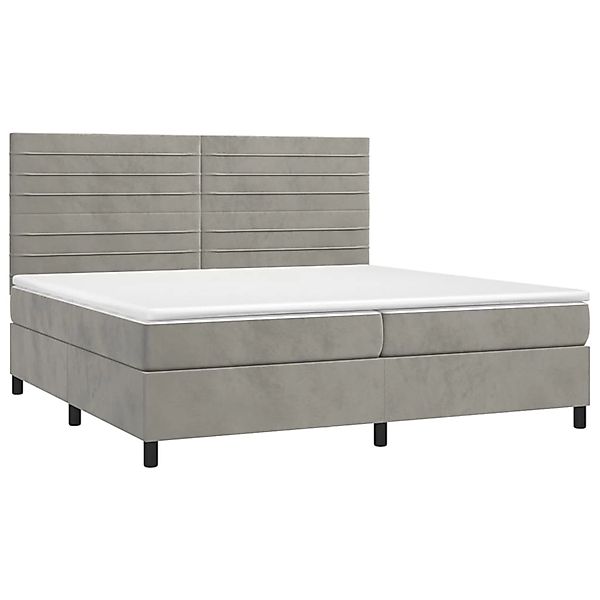 vidaXL Boxspringbett mit Matratze & LED Hellgrau 200x200 cm Samt 3136203 günstig online kaufen