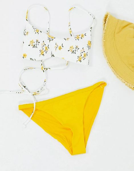 Weekday – Ava – Tanga-Bikinihose aus recyceltem Polyester in Orange günstig online kaufen