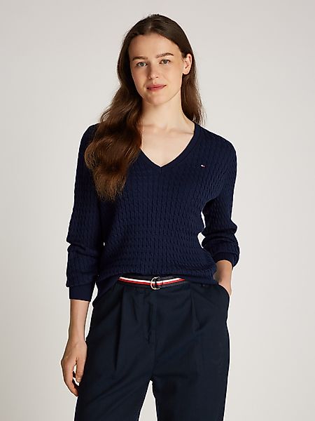 Tommy Hilfiger V-Ausschnitt-Pullover CO CABLE V-NK günstig online kaufen