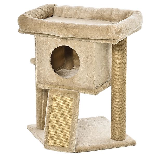 PawHut Kratzbaum Katzenbaum mit Jute-Kratzmatte Sitzstange, MDF Plüsch Jute günstig online kaufen