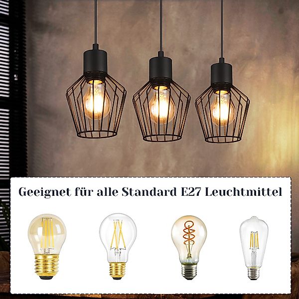 Nettlife Pendelleuchte Pendelleuchte Esstisch Hängeleuchte Schwarz, günstig online kaufen