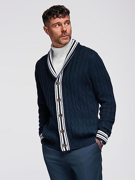 OMBRE Strickjacke Herrenstrickjacke mit Schalkragen im Preppy-Stil günstig online kaufen