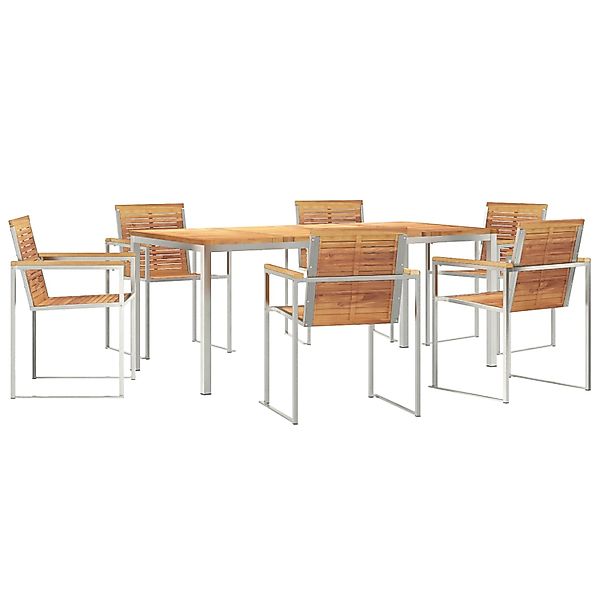vidaXL 7-Teiliges Garten Esstisch Set aus Massivem Teakholz 3334826 günstig online kaufen