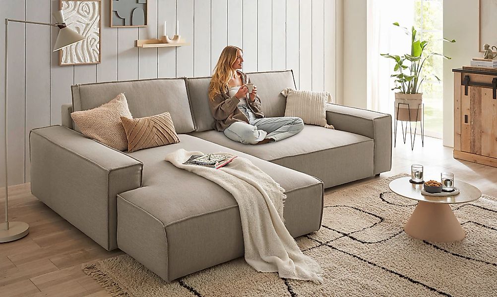 Home affaire Ecksofa "NEU: SHERWOOD XXL 284, Big-Sofa L-Form, tiefe Sitzflä günstig online kaufen