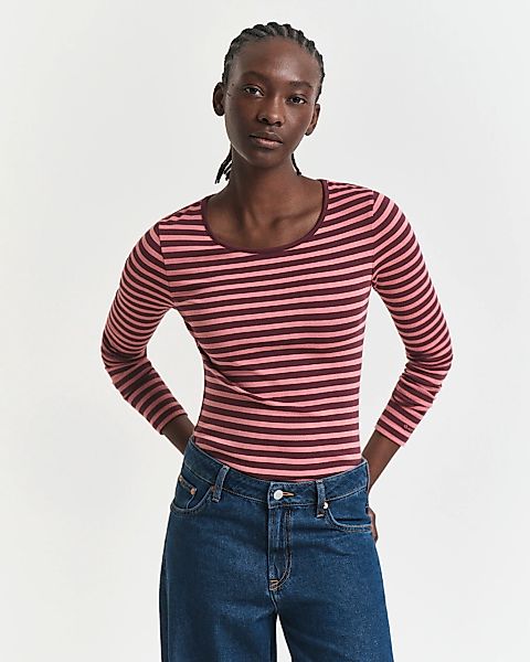 Gant Langarmshirt "SLIM STRIPED 1X1 RIBBED LS T-SHIRT" günstig online kaufen