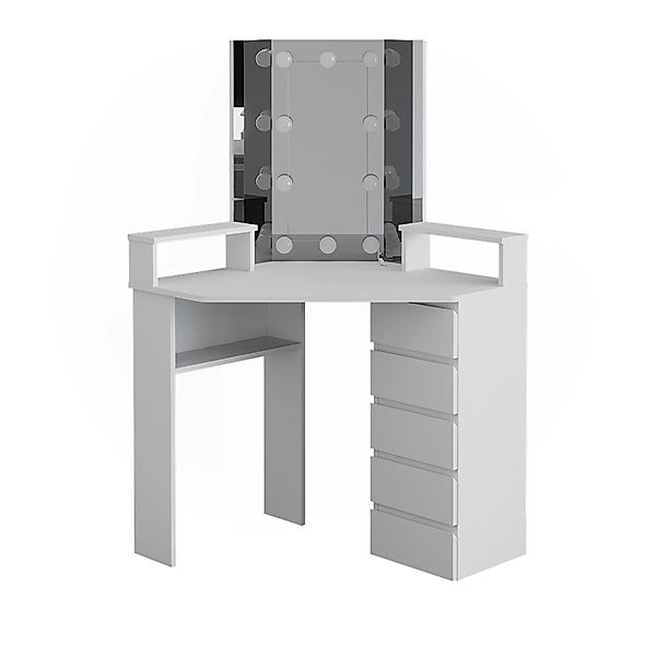 Vicco Eckschminktisch Tilda Weiß/Weiß 113.3 cm mit LED Beleuchtung günstig online kaufen