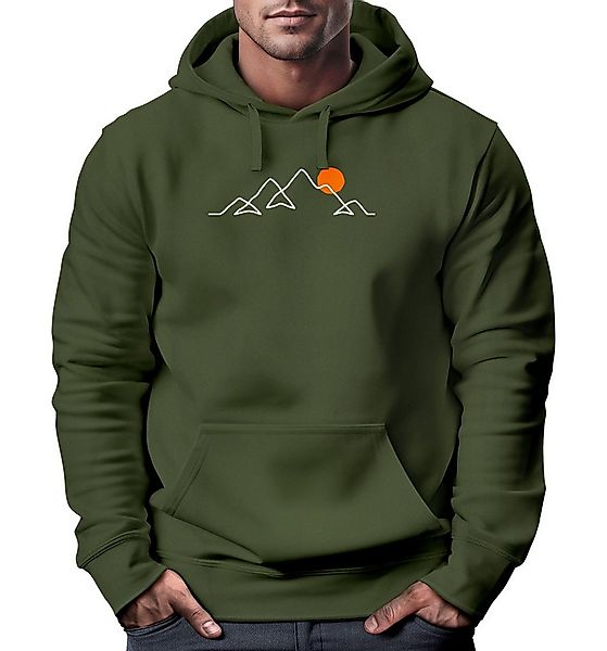 Neverless Hoodie Hoodie Herren Frontprint Line-Art Berge Wandern Natur Outd günstig online kaufen