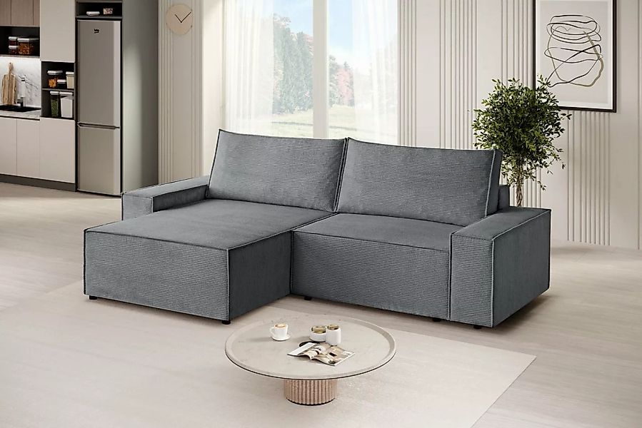 Beautysofa Ecksofa komfortable Zimmerecke San Remo mit gestreiftem Stoff, D günstig online kaufen