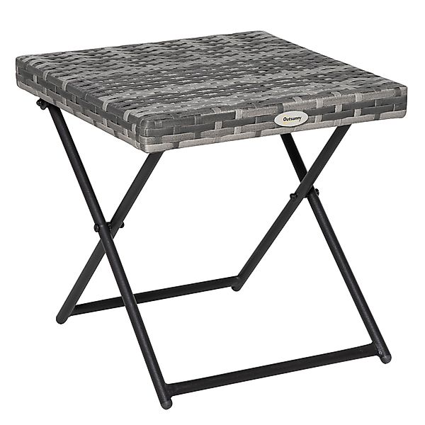 Outsunny Gartentisch Polyrattan Klappbarer Couchtisch Falttisch Metallgeste günstig online kaufen