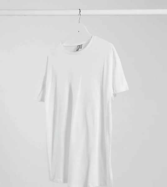 ASOS DESIGN Maternity – Lang geschnittenes, strukturiertes T-Shirt in Weiß günstig online kaufen
