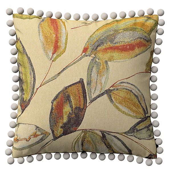 Kissenhülle Wera mit Bommeln, beige-braun-grün, 45 x 45 cm, Intenso Premium günstig online kaufen