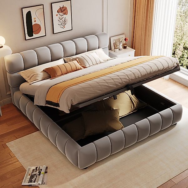 Flieks Polsterbett, Hydraulisches Doppelbett 140x200cm, geeignet günstig online kaufen