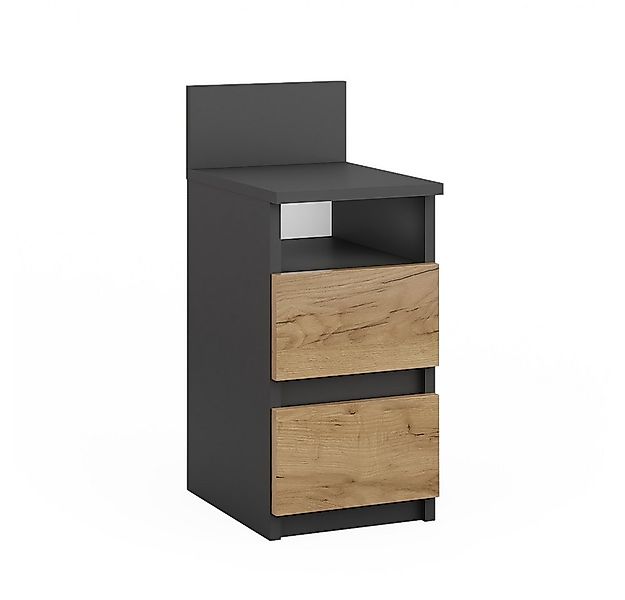 Vicco Nachtschrank Monty, Anthrazit/Goldkraft Eiche, 25 x 59.1 cm mit 2 Sch günstig online kaufen