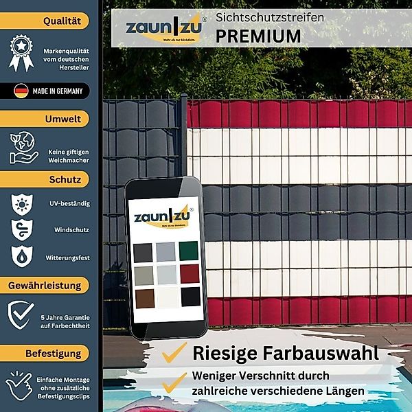 zaunzu Sichtschutzstreifen Premium Einzelstreifen genarbte Lederstruktur günstig online kaufen