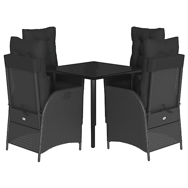 vidaXL 5-Tlg Garten-Essgruppe mit Kissen Schwarz Poly Rattan 3213186 günstig online kaufen
