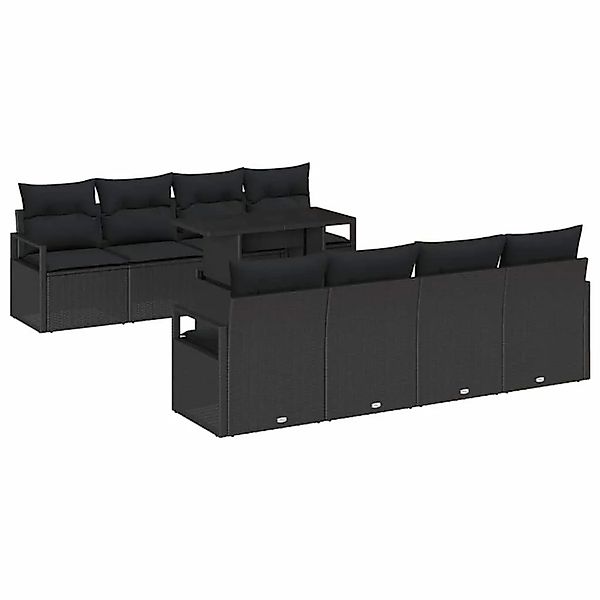 vidaXL Gartensofa-set mit Speicher 9-Tlg Schwarz Poly-Rattan 3348789 günstig online kaufen