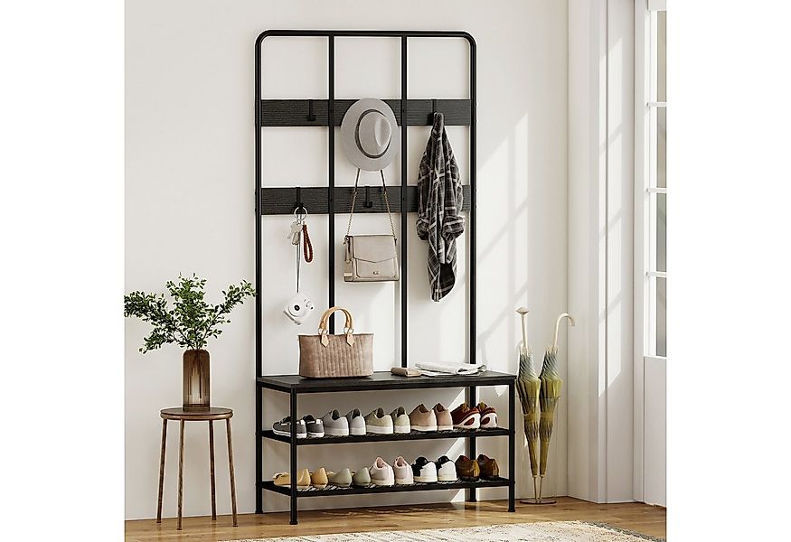 HOMCOM Garderobenständer mit Schuhbank, Garderobe mit 6 Haken, (Jackenständ günstig online kaufen