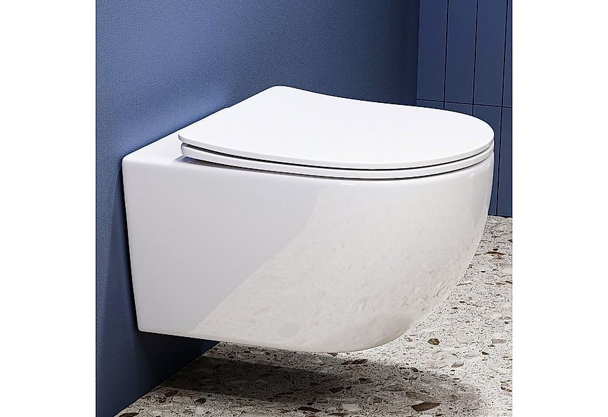 HOROW Tiefspül-WC Spülrandloses Hänge WC – Toilette Weiß, Wand WC, Abgang W günstig online kaufen