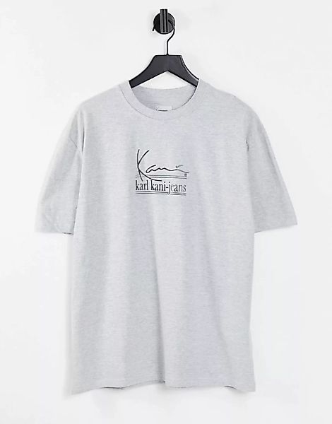 Karl Kani – T-Shirt in Aschgrau mit Signatur-Logo günstig online kaufen