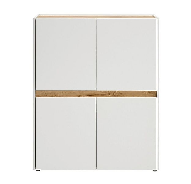 Lomadox Highboard CRISP-61, Wohnzimmer in weiß mit Absetzungen in Wotan Eic günstig online kaufen