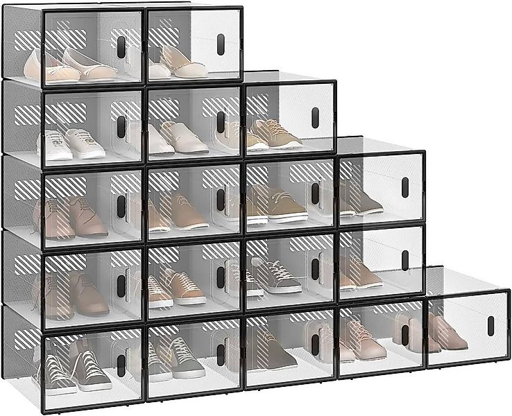 Woltu Schuhregal, 18-tlg., stapelbar, mit magnetischer Tür, Kunststoffbox günstig online kaufen