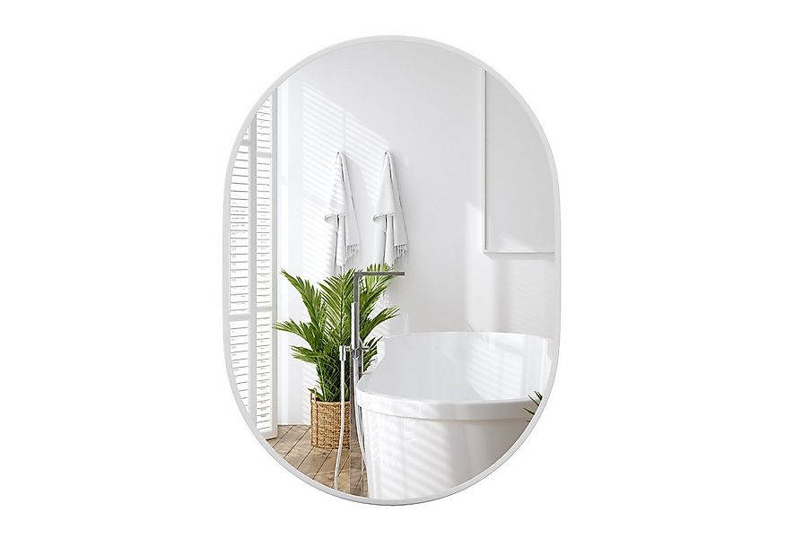 COSTWAY Badspiegel, 70x50 cm, mit Folie & Aluminiumrahmen, oval günstig online kaufen