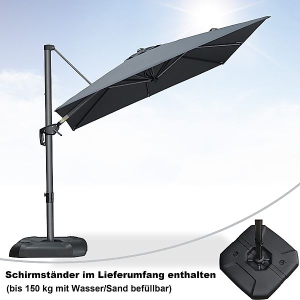 PURPLE LEAF Ampelschirm Quadratischer Alu Außenbereich günstig online kaufen