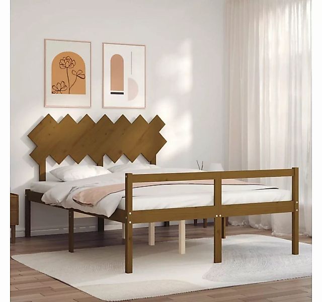 furnicato Bett Seniorenbett mit Kopfteil 140x190 cm Honigbraun Massivholz günstig online kaufen
