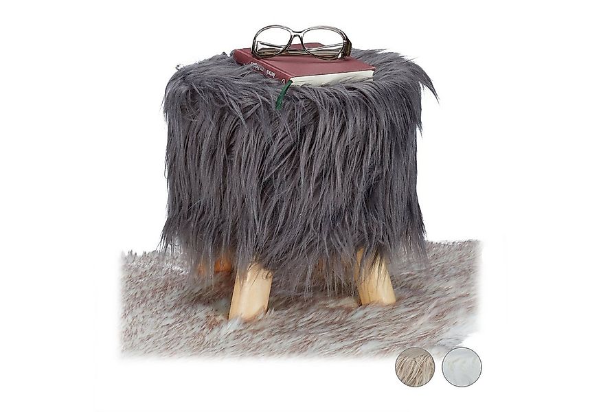 relaxdays Hocker Fell Hocker, grau günstig online kaufen