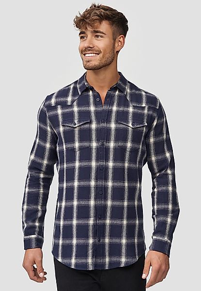 Indicode Langarmhemd Altin Flanellhemd im Karo-Design günstig online kaufen
