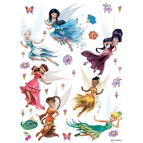 Disney Wandtattoo Feen Blau Rot und Orange 65 x 85 cm 600137 günstig online kaufen