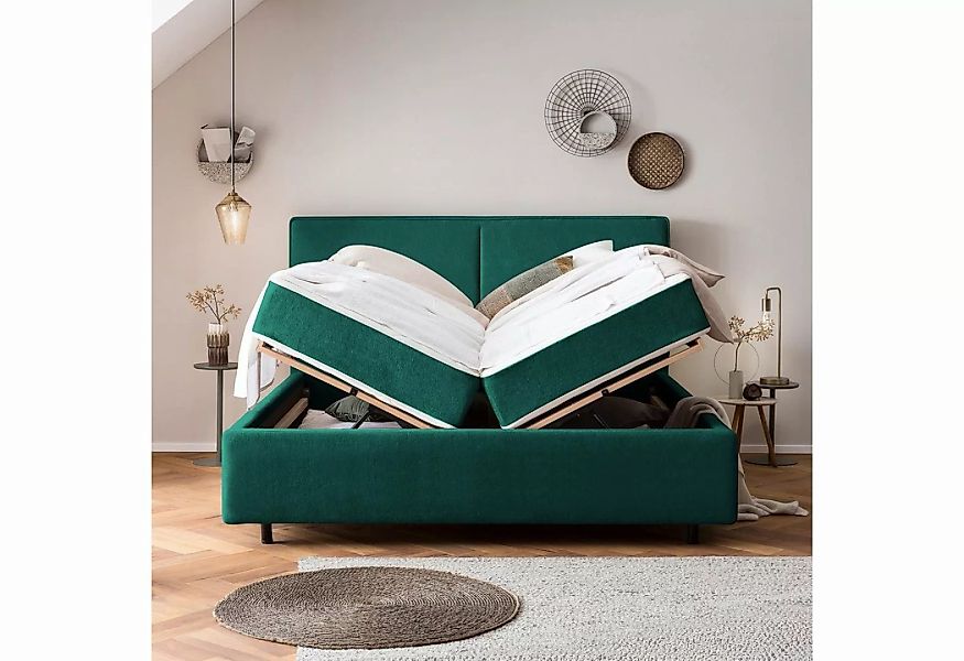BettCo Stauraumbett Bari (in Smaragd Teddystoff, 160 x 200 cm), Bettkasten günstig online kaufen