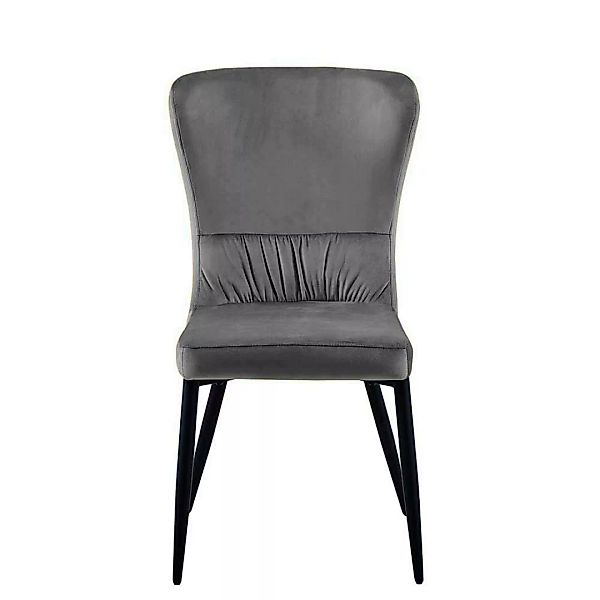 Esstisch Stühle mit hoher Lehne in Grau Gestell aus Metall (4er Set) günstig online kaufen
