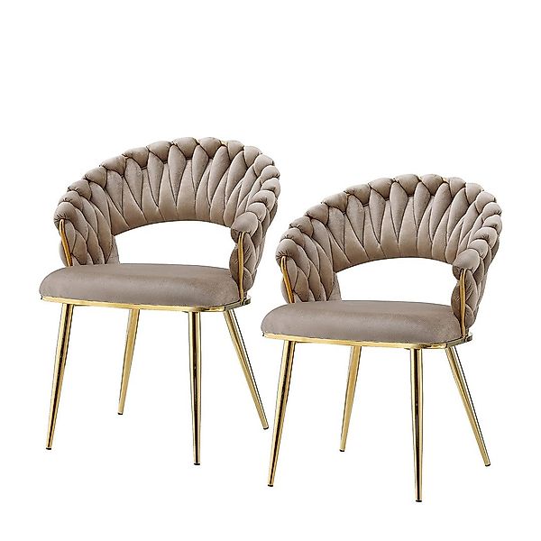 Qiyano Esszimmerstuhl 2er-Set Designstühle mit Flechtrücken günstig online kaufen
