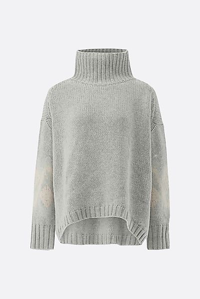 Rollkragenpullover oversized mit Muster an Ärmeln günstig online kaufen