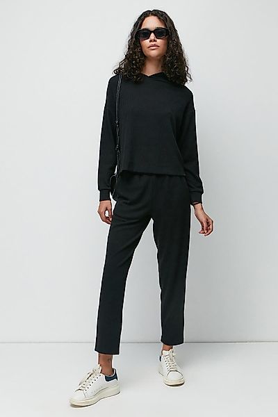 C&CITY Hosenanzug Geripptes Sweatshirt-Hosen-Set mit Kapuze günstig online kaufen