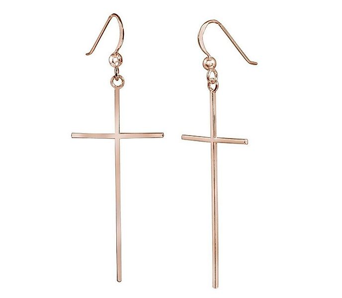 Materia Paar Ohrhänger Damen Rosegold Kreuz lang filigran SO-78, Sterlingsi günstig online kaufen