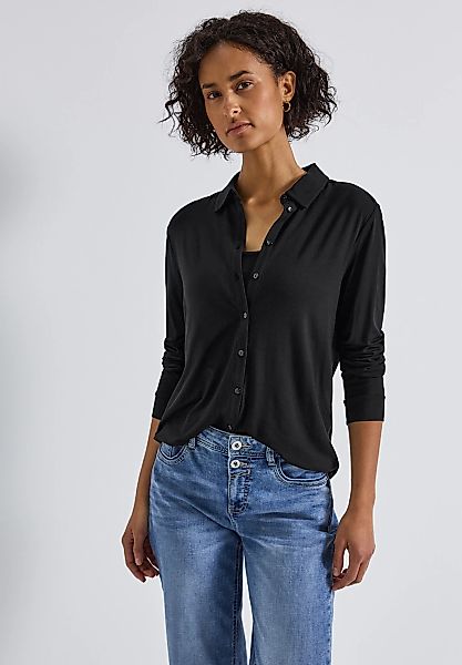 STREET ONE Langarmshirt, Jersey-Shirt im Blusen-Look und mit Knopfleiste günstig online kaufen