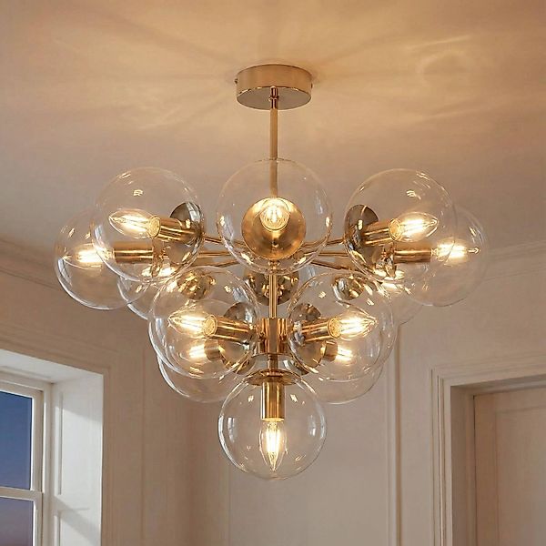 Deckenleuchte Zumba, Glas/Metall, gold/klar, 13-flammig günstig online kaufen