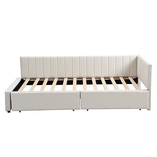 Rutaqian Polsterbett Schlafsofa Einzelbett 90×200cm, mit 2 schubladen und L günstig online kaufen
