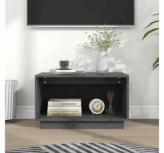furnicato TV-Schrank Grau 60x35x35 cm Massivholz Kiefer günstig online kaufen
