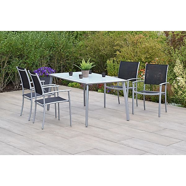 Merxx Milano Set 5-tlg. mit Gartentisch 150 x 90 cm Schwarz günstig online kaufen