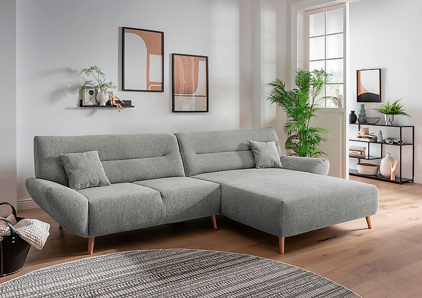 Home affaire Ecksofa »Drago, elegant und zeitlos, komfortabel, Holzfuß, L-F günstig online kaufen
