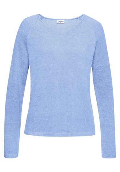 Buffalo V-Ausschnitt-Pullover mit modischer Melange-Optik, weicher Strickpu günstig online kaufen